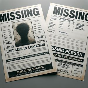 Searching missing person poster