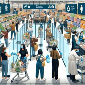 Supermarket Safety Measures Illustration