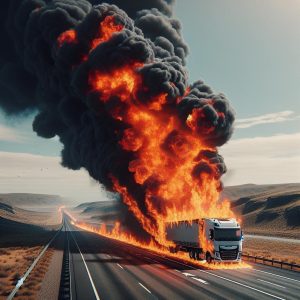 Burning Truck on Highway