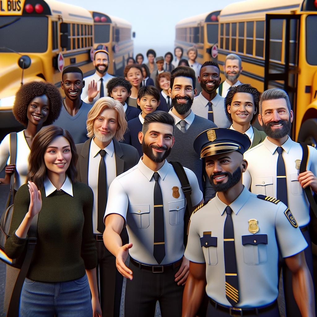 School bus drivers welcoming students