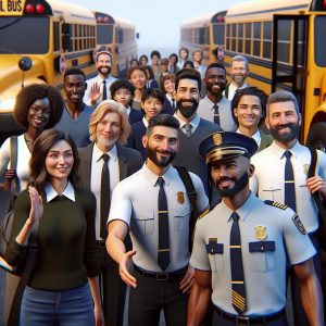 School bus drivers welcoming students