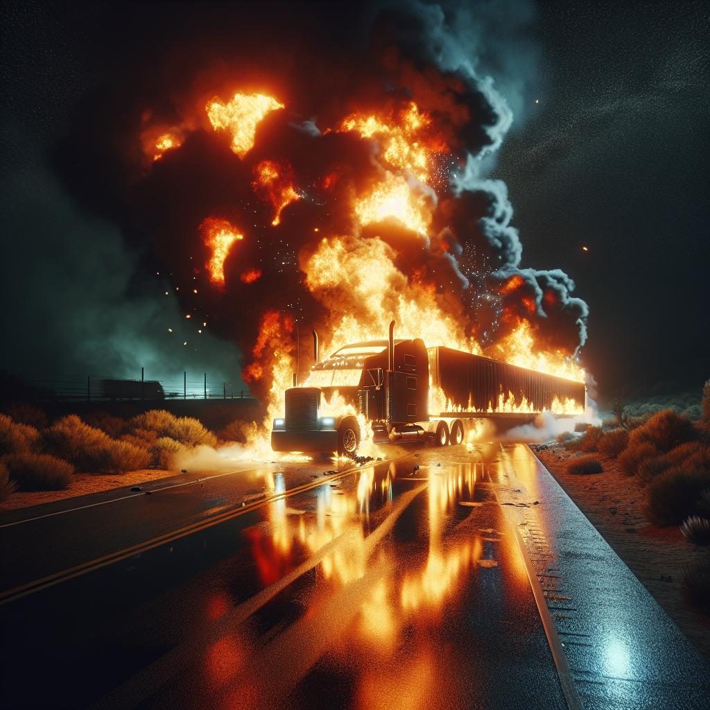 Fiery tractor trailer accident