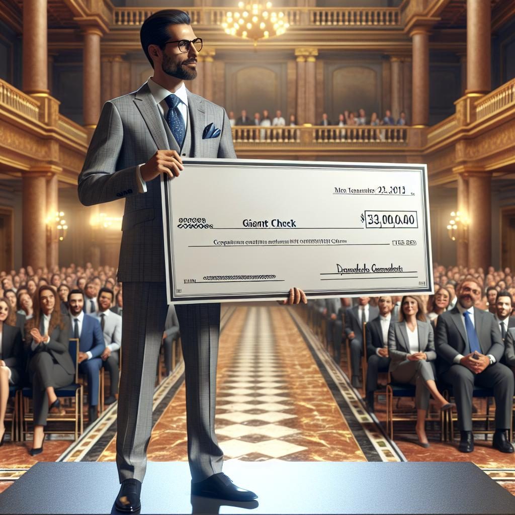 Samsung CEO presenting giant check