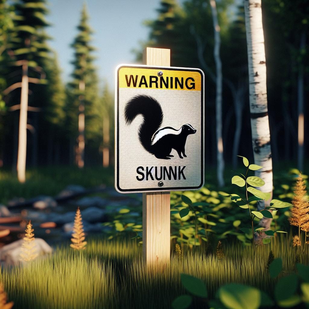 Skunk warning sign outdoors