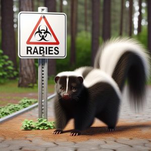 Skunk with a rabies sign