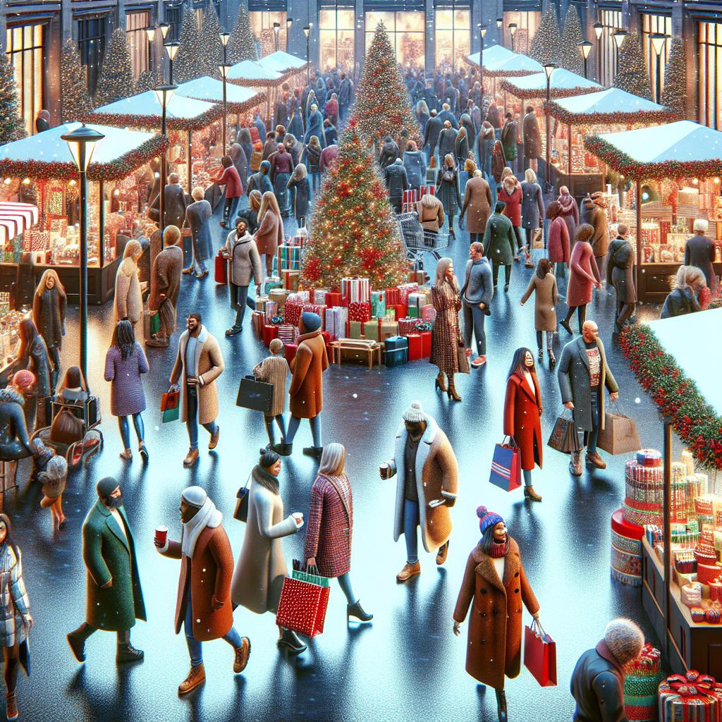 "Festive Shopping Crowds"