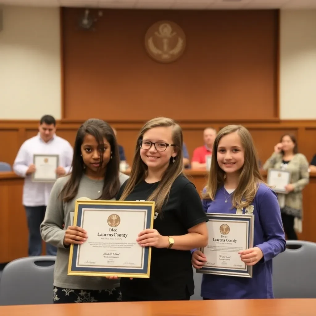 Laurens County Recognizes Student Excellence at Recent School Board Meeting