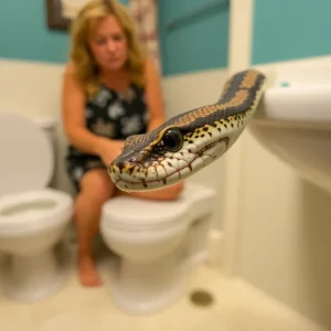 Surprised Woman Bathroom Python