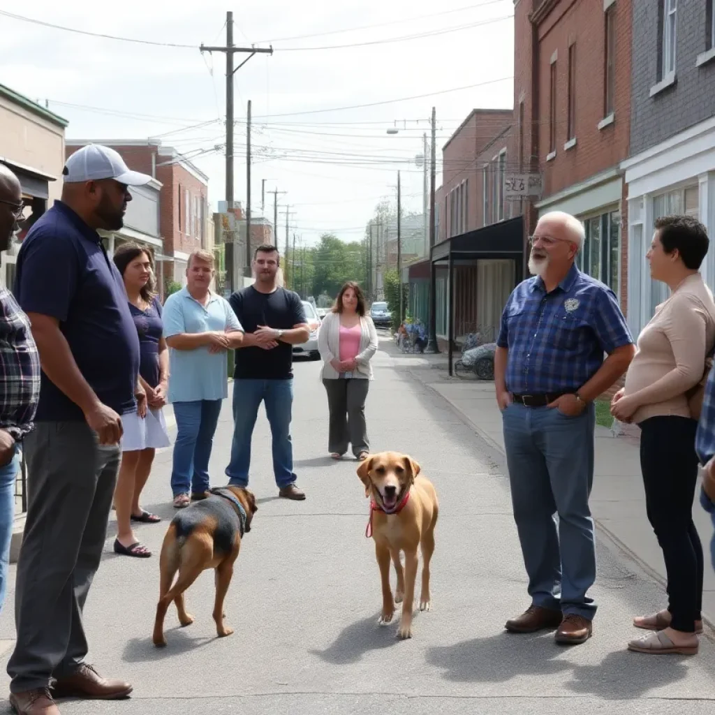 Residents discussing safety after a dog attack incident