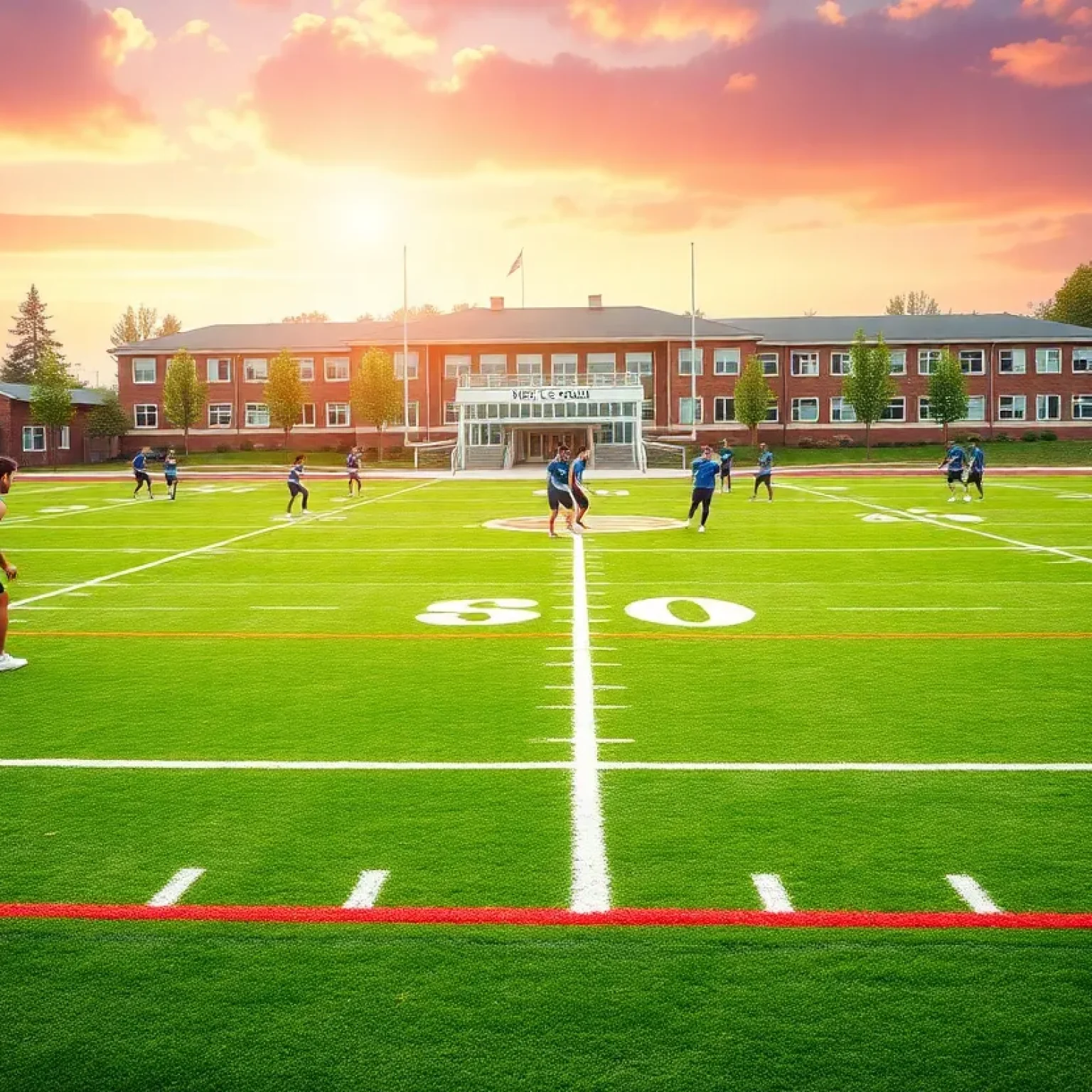 Athletes training on Clinton High School sports field