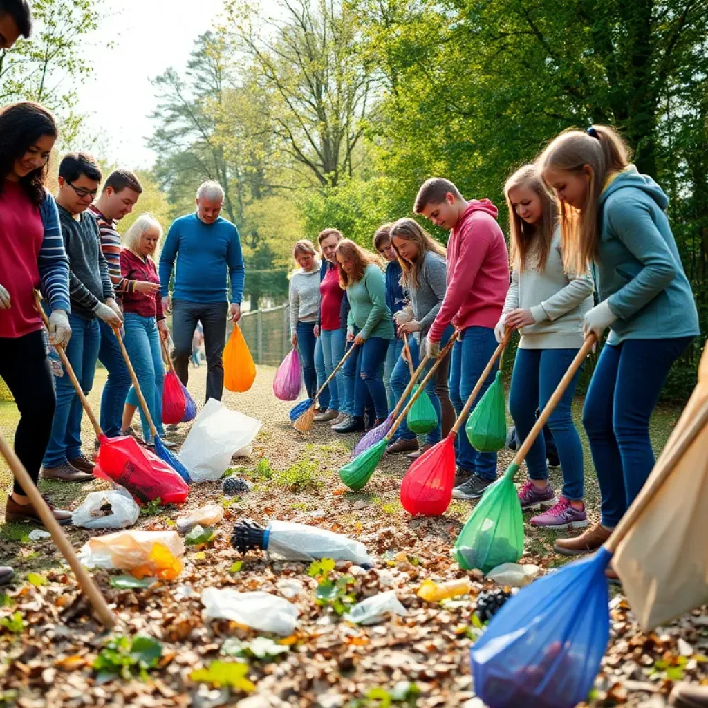 Volunteers cleaning up litter in Laurens County