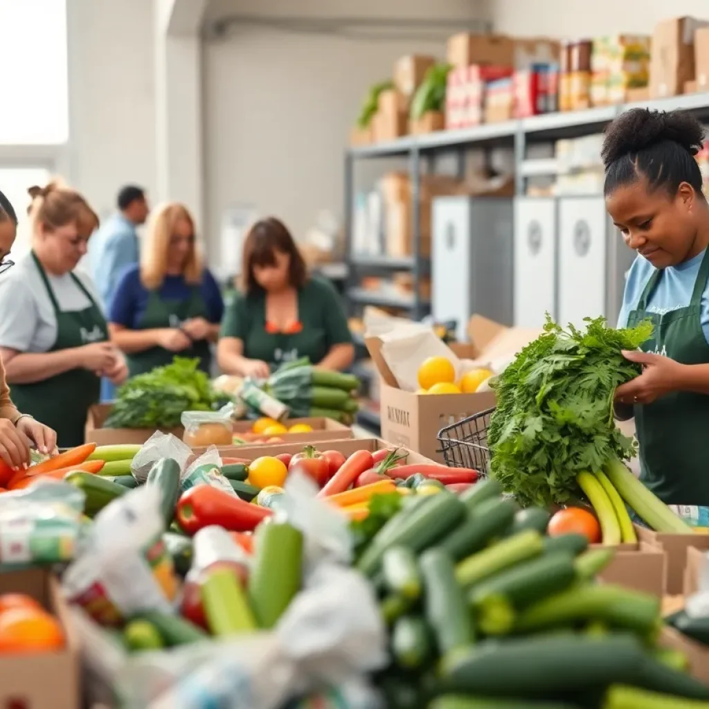 Volunteers at Laurens County food pantry sorting food donations