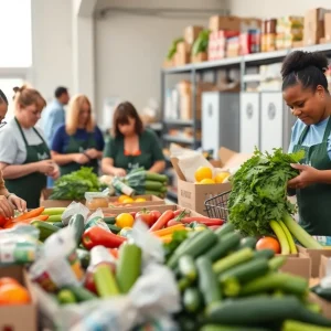 Volunteers at Laurens County food pantry sorting food donations