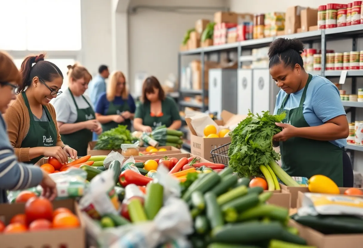 Volunteers at Laurens County food pantry sorting food donations