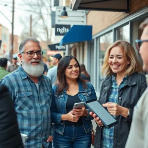 Local business owners utilizing digital marketing to connect with the community.