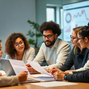 A group of marketing experts discussing behavioral insights to improve campaigns.