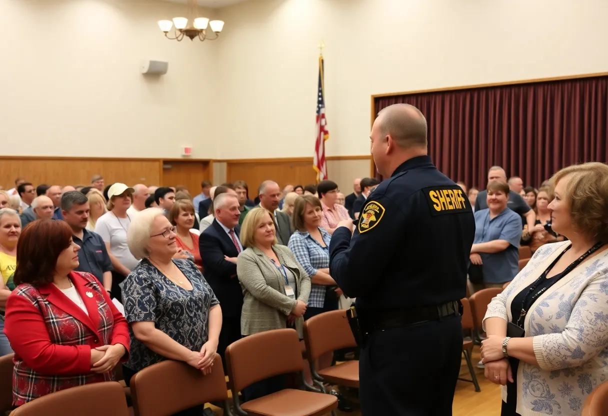 Community members gathering for the oath of office ceremony of Sheriff Lee Foster in Newberry County.