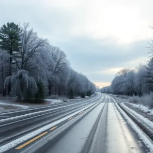 Icy road conditions in South Carolina after a winter storm