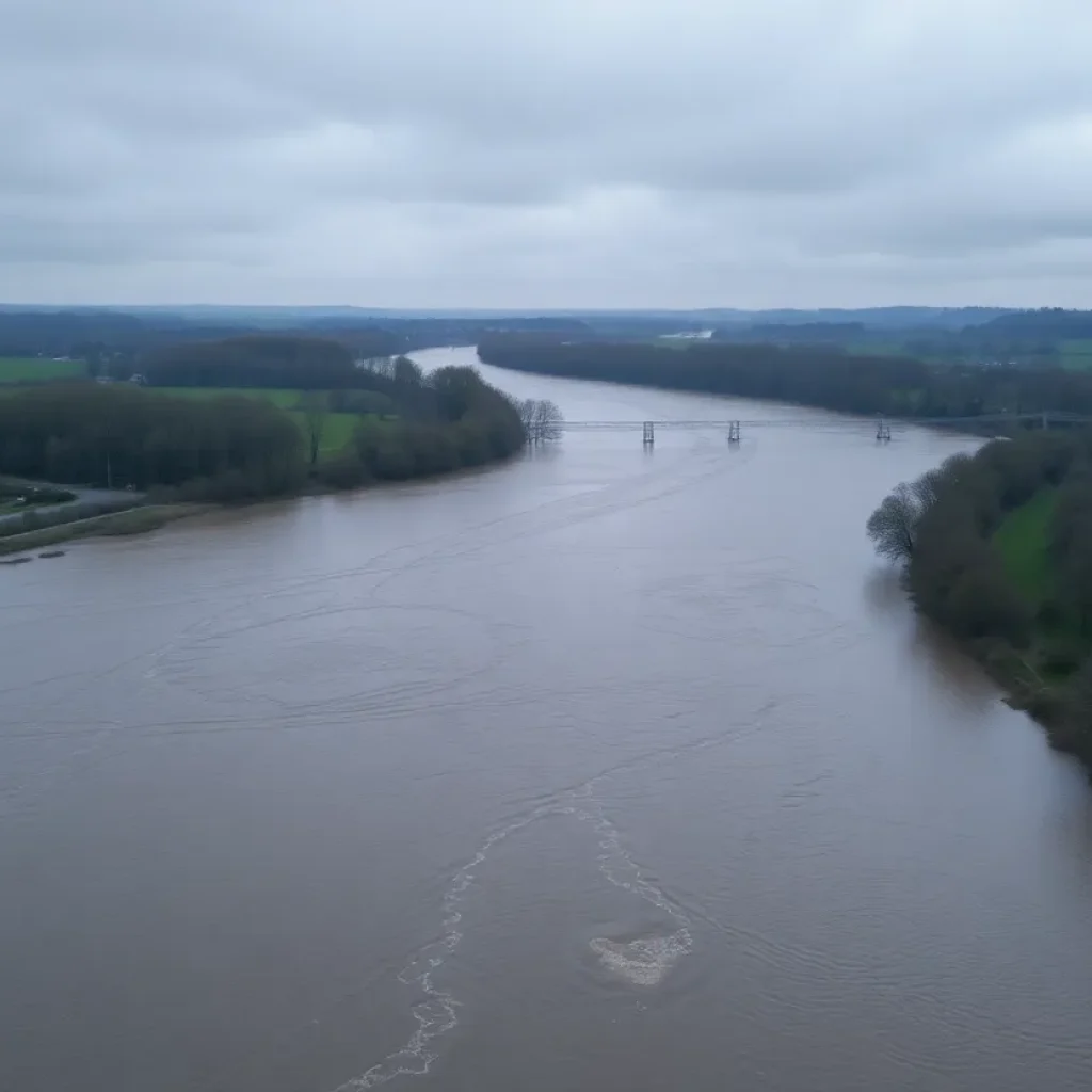 Saluda River under flood warning