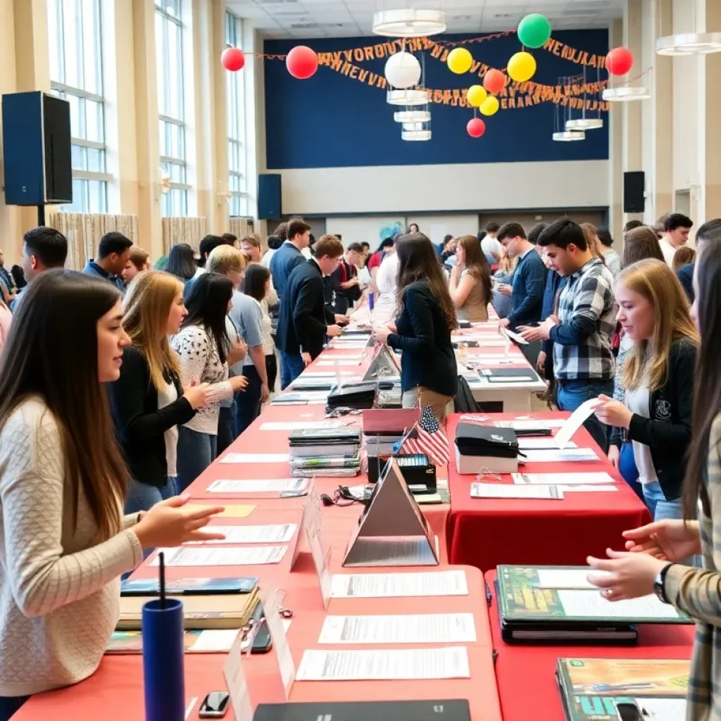 Students engaging with college representatives at HBCU Recruitment Event