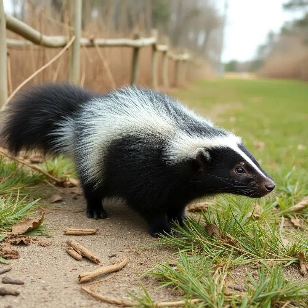 A skunk in Laurens County, South Carolina, representing rabies awareness.