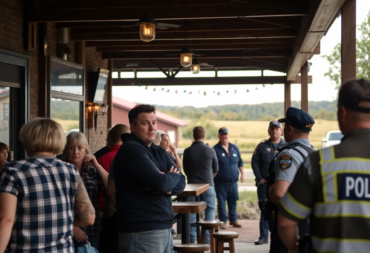 Local bar scene during a police incident